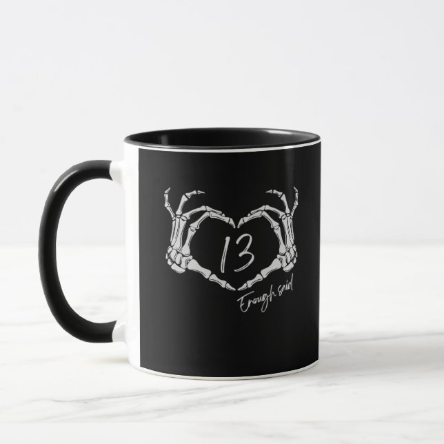 Skeleton Heart Hand Minimal Classic Design Mug (Left)