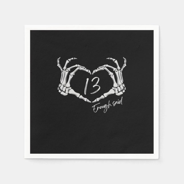 Skeleton Heart Hand Minimal Classic Design Napkins (Front)