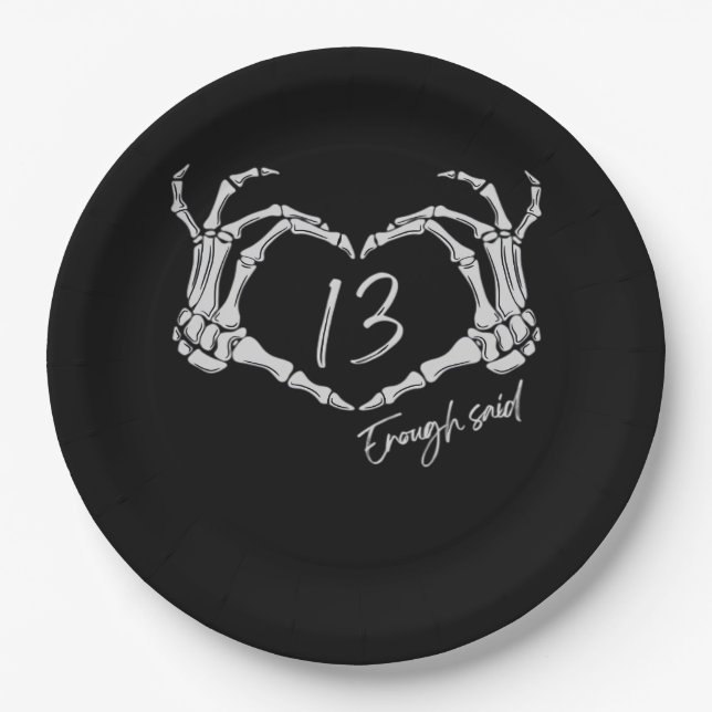 Skeleton Heart Hand Minimal Classic Design Paper Plates (Front)