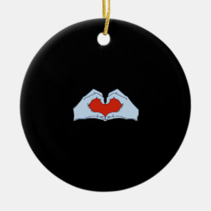 Skeleton Heart Hands Classic & Basic Halloween Ceramic Ornament