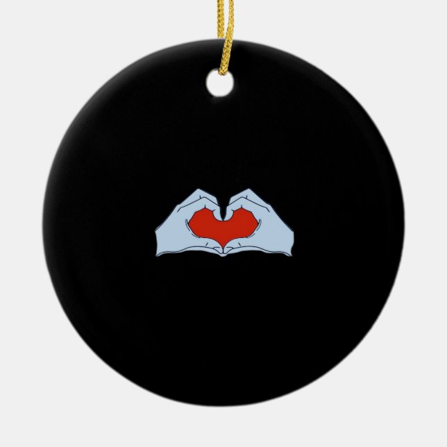 Skeleton Heart Hands Classic & Basic Halloween Ceramic Ornament (Front)
