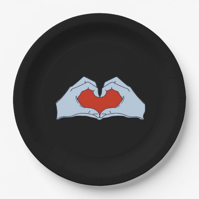 Skeleton Heart Hands Classic & Basic Halloween Paper Plates (Front)