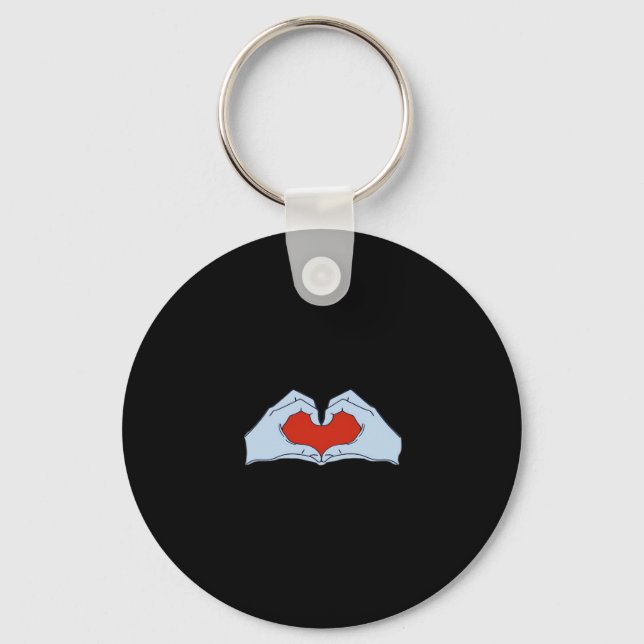 Skeleton Heart Hands Classic Basic Halloween Style Keychain (Front)