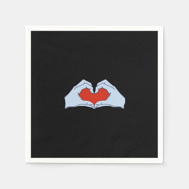Skeleton Heart Hands Classic Basic Halloween Style Napkins (Front)