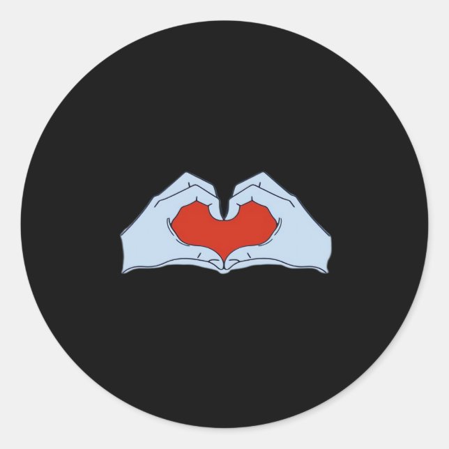 Skeleton Heart Hands Classic Basic Halloween Style Round Sticker (Front)