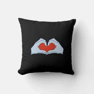 Skeleton Heart Hands Classic & Basic Halloween Throw Pillow