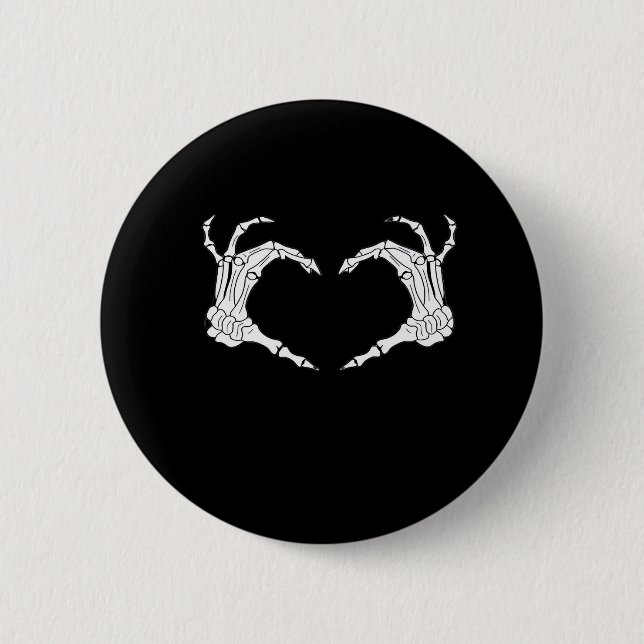 Skeleton Heart Hands Classic Button (Front)
