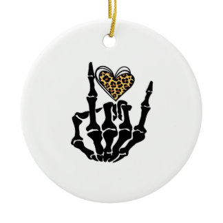 Skeleton Heart Hands Classic Ceramic Ornament