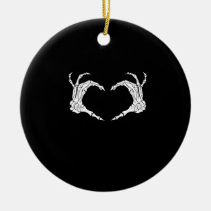 Skeleton Heart Hands Classic Ceramic Ornament