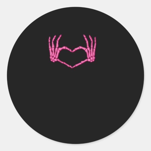 Skeleton Heart Hands Classic Classic Round Sticker (Front)