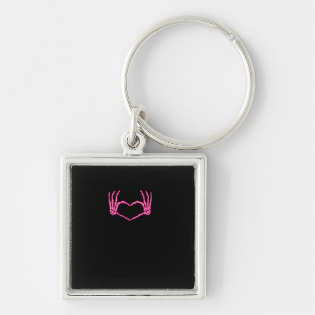 Skeleton Heart Hands Classic Keychain (Front)