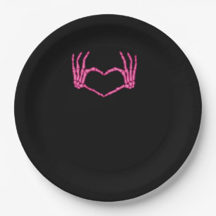 Skeleton Heart Hands Classic Paper Plates