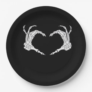 Skeleton Heart Hands Classic Paper Plates