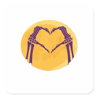 Skeleton Heart Hands Classic Square Sticker