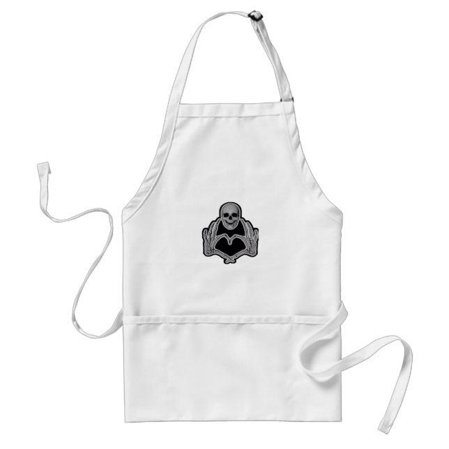 Skeleton Heart Hands Clean Graphic Mood Adult Apron (Front)