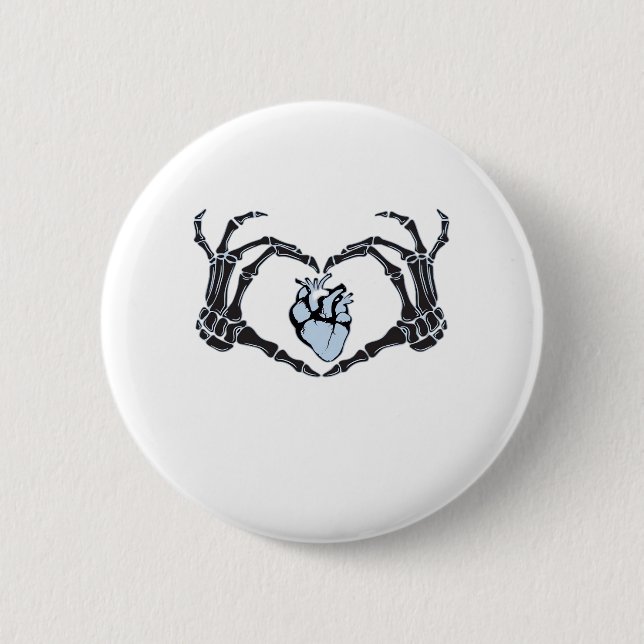 Skeleton Heart Hands Clean Graphic Mood Button (Front)