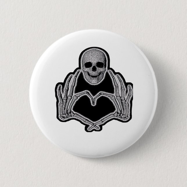 Skeleton Heart Hands Clean Graphic Mood Button (Front)