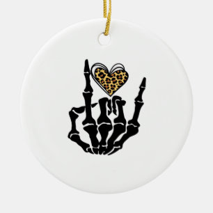 Skeleton Heart Hands Clean Graphic Mood Ceramic Ornament
