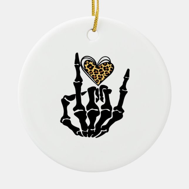 Skeleton Heart Hands Clean Graphic Mood Ceramic Ornament (Front)