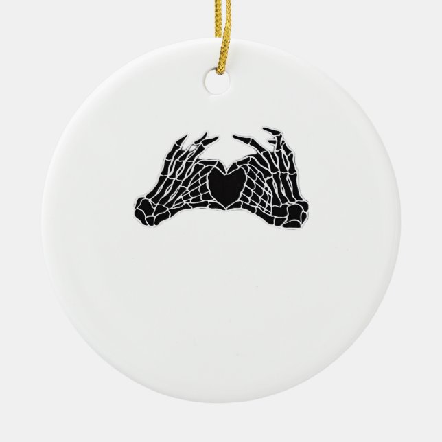 Skeleton Heart Hands Clean Graphic Mood Ceramic Ornament (Front)