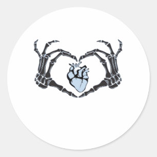 Skeleton Heart Hands Clean Graphic Mood Classic Round Sticker