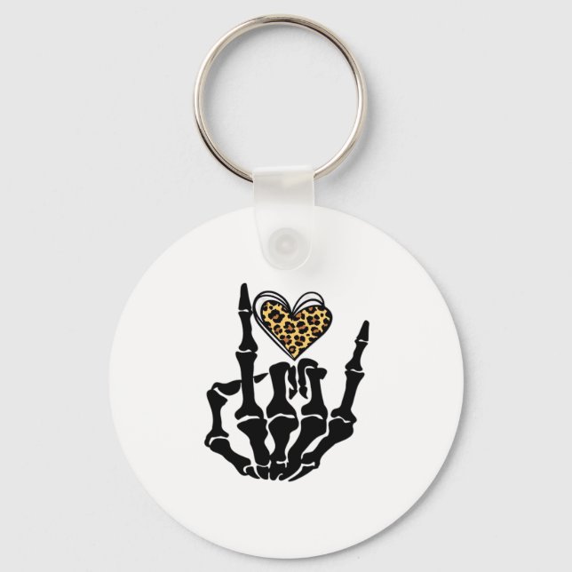 Skeleton Heart Hands Clean Graphic Mood Keychain (Front)