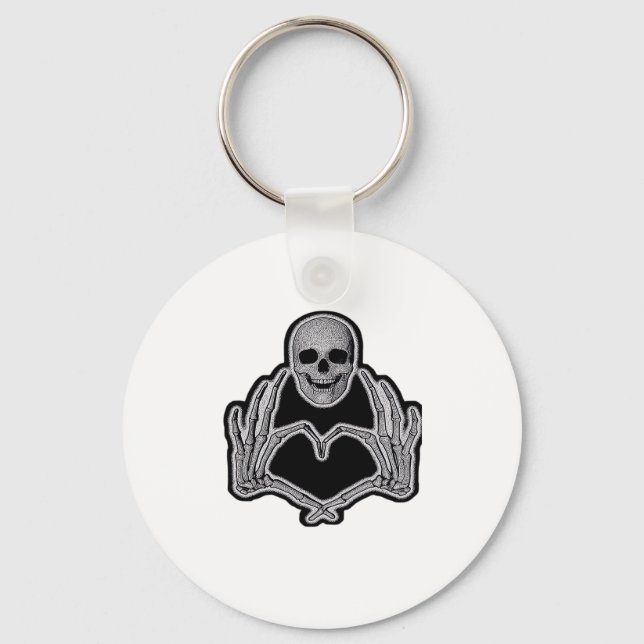 Skeleton Heart Hands Clean Graphic Mood Keychain (Front)