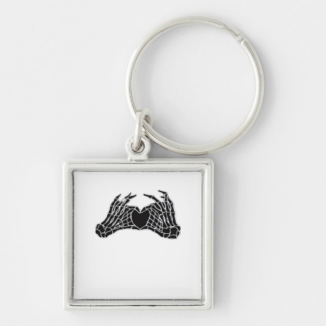 Skeleton Heart Hands Clean Graphic Mood Keychain (Front)