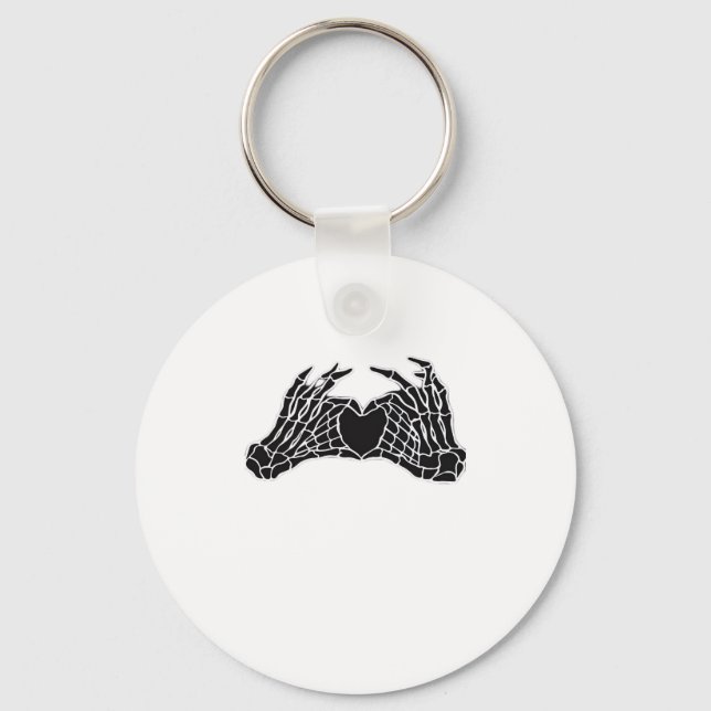 Skeleton Heart Hands Clean Graphic Mood Keychain (Front)