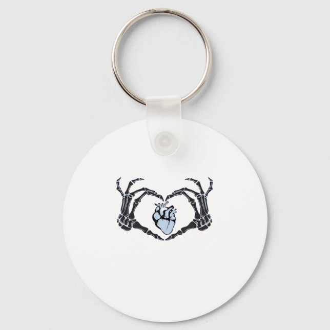 Skeleton Heart Hands Clean Graphic Mood Keychain (Front)