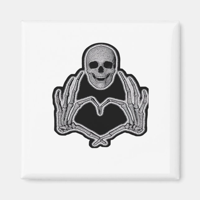 Skeleton Heart Hands Clean Graphic Mood Magnet (Front)