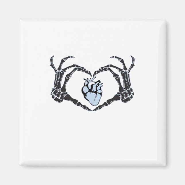 Skeleton Heart Hands Clean Graphic Mood Magnet (Front)