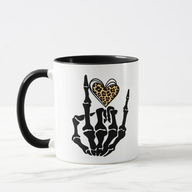 Skeleton Heart Hands Clean Graphic Mood Mug (Left)