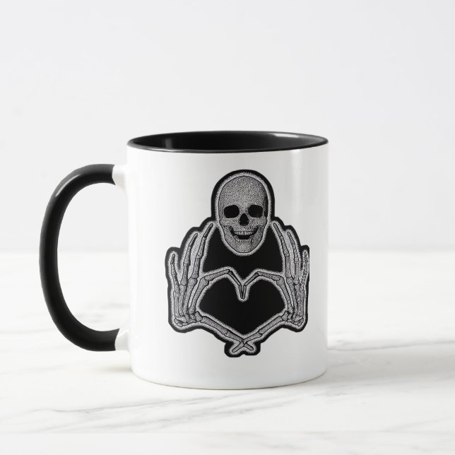 Skeleton Heart Hands Clean Graphic Mood Mug (Left)