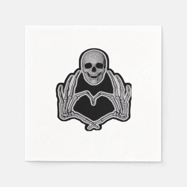 Skeleton Heart Hands Clean Graphic Mood Napkins (Front)