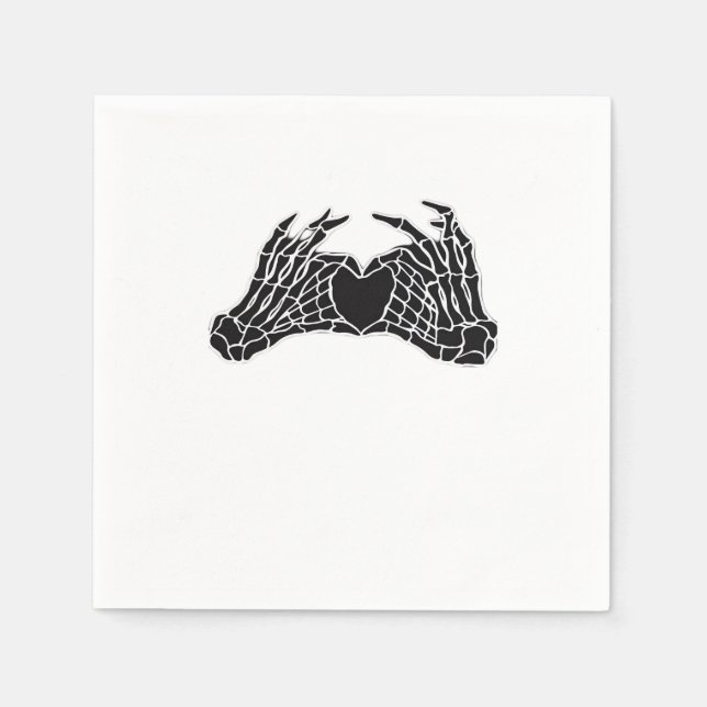 Skeleton Heart Hands Clean Graphic Mood Napkins (Front)