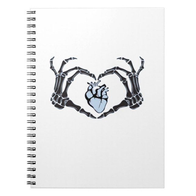 Skeleton Heart Hands Clean Graphic Mood Notebook (Front)