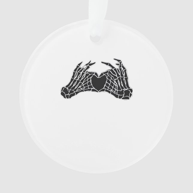Skeleton Heart Hands Clean Graphic Mood Ornament (Front)