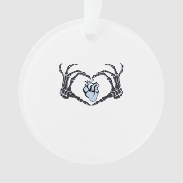 Skeleton Heart Hands Clean Graphic Mood Ornament (Front)