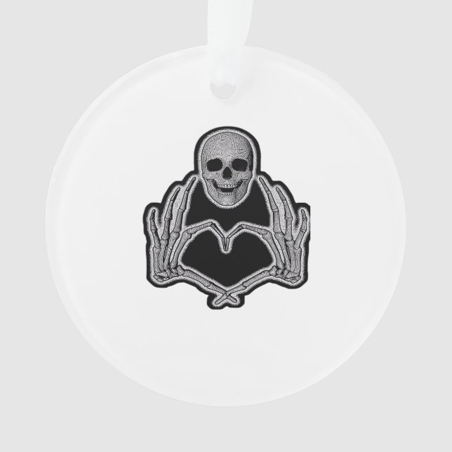 Skeleton Heart Hands Clean Graphic Mood Ornament (Front)