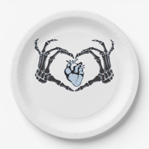 Skeleton Heart Hands Clean Graphic Mood Paper Plates