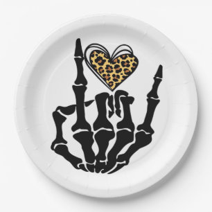 Skeleton Heart Hands Clean Graphic Mood Paper Plates