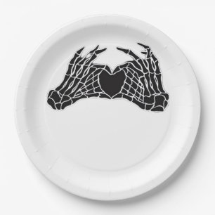 Skeleton Heart Hands Clean Graphic Mood Paper Plates