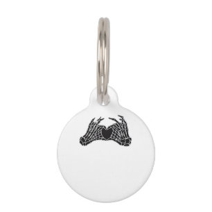 Skeleton Heart Hands Clean Graphic Mood Pet ID Tag