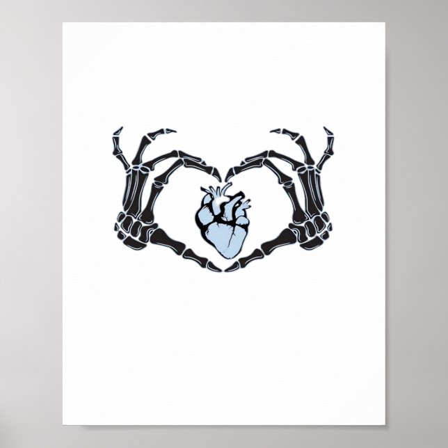 Skeleton Heart Hands Clean Graphic Mood Poster (Front)