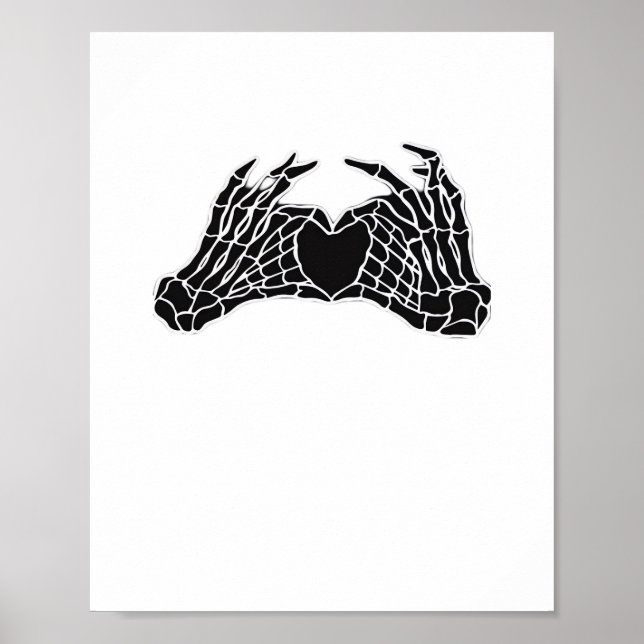 Skeleton Heart Hands Clean Graphic Mood Poster (Front)