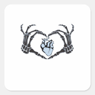 Skeleton Heart Hands Clean Graphic Mood Square Sticker