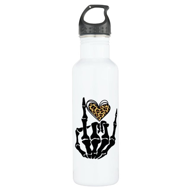 Skeleton Heart Hands Clean Graphic Mood Stainless Steel Water Bottle (Front)