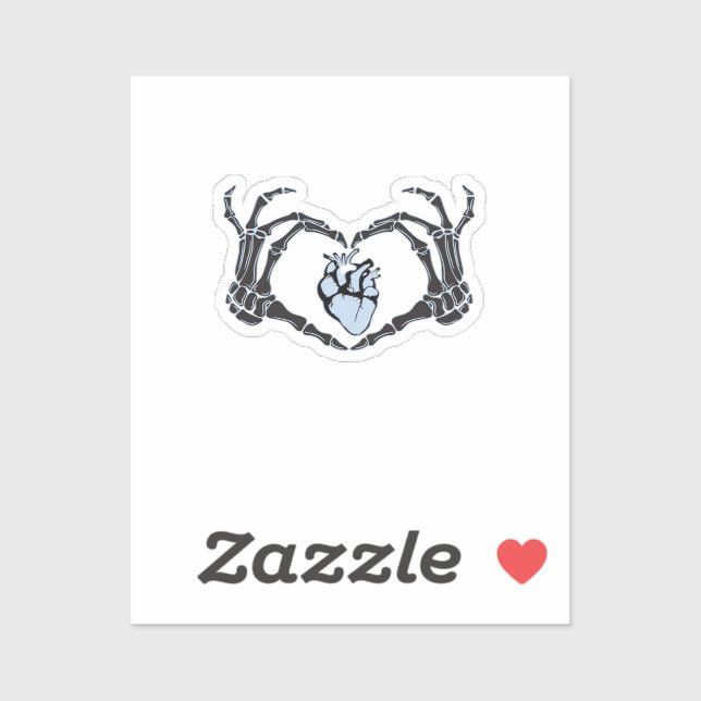 Skeleton Heart Hands Clean Graphic Mood Sticker (Sheet)