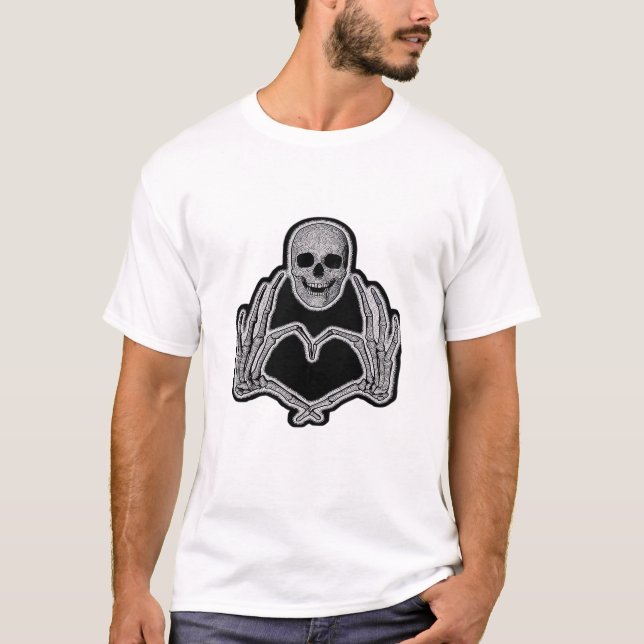 Skeleton Heart Hands Clean Graphic Mood T-Shirt (Front)